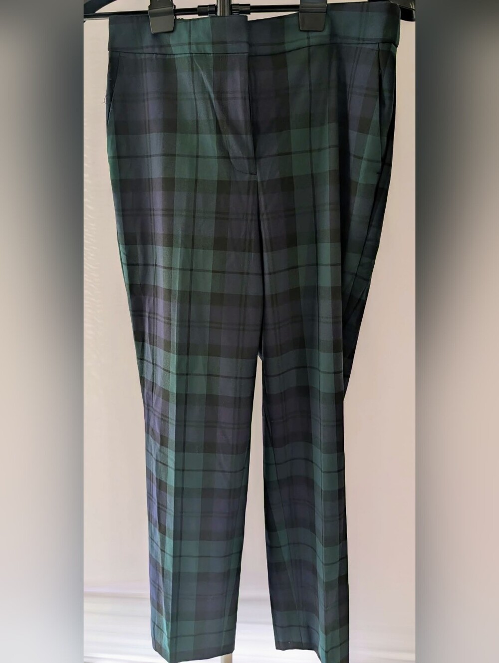 NWT J.Crew Black Watch Plaid Pull-On Pants Sz 6 w/clasp Closure
